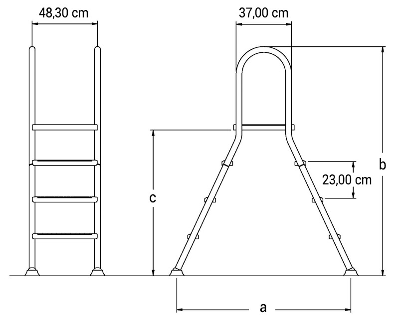 Scaletta PONTE in acciaio Inox per piscine fuori terra