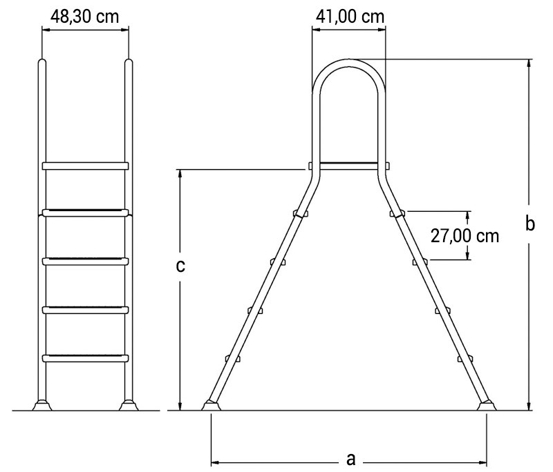 Scaletta PONTE in acciaio Inox per piscine fuori terra