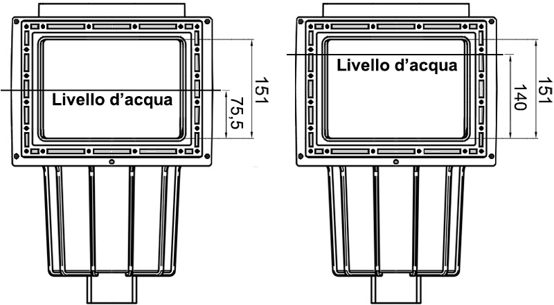 Livello d'acqua skimmer nascosto in ABS Ã˜50F-63M per pannelli e cemento con rivestimento in PVC