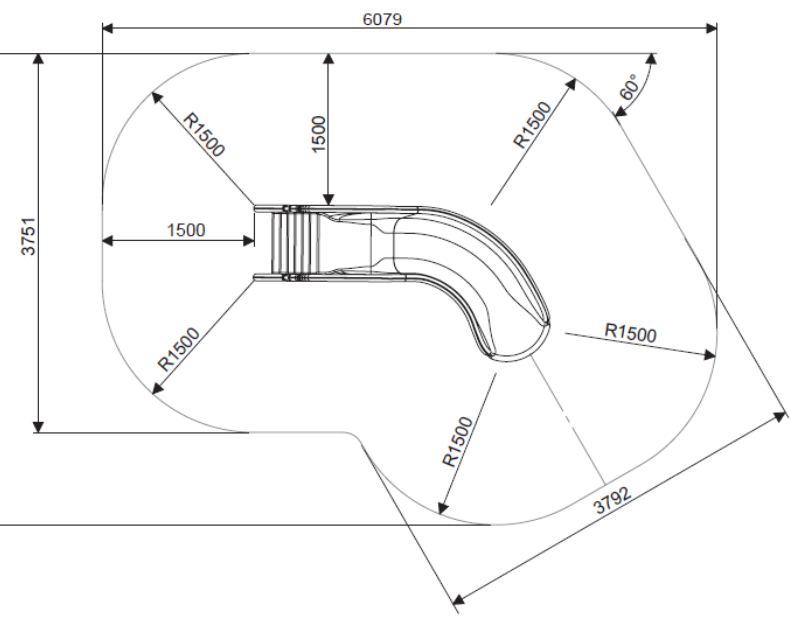 Spazio minimo installazione scivolo piscina h 1,30 m