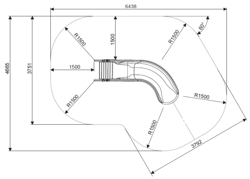 Spazio minimo installazione scivolo h 1,50 m