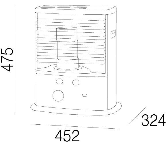 Dimensioni Stufa a combustibile liquido CORONA RX 2485