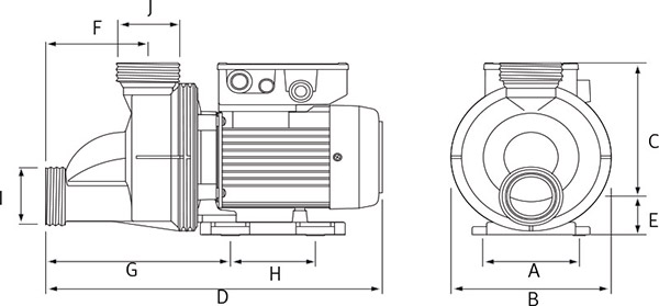 Schema Pompa per idromassaggio TIPER1 - da 0,50 a 1 HP Raccordi 5,70 cm