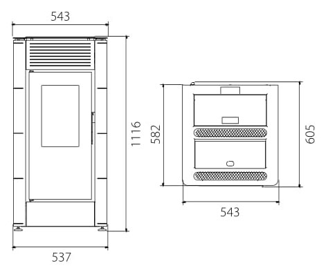 Dimensioni Termostufa a pellet SELENA