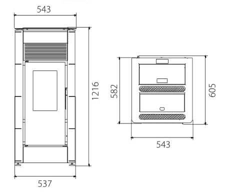 Dimensioni Termostufa a pellet SELENA