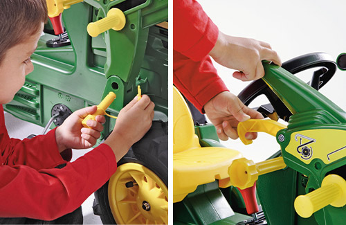 TRATTORE PER BAMBINI A PEDALI JOHN DEERE con ruspa removibile