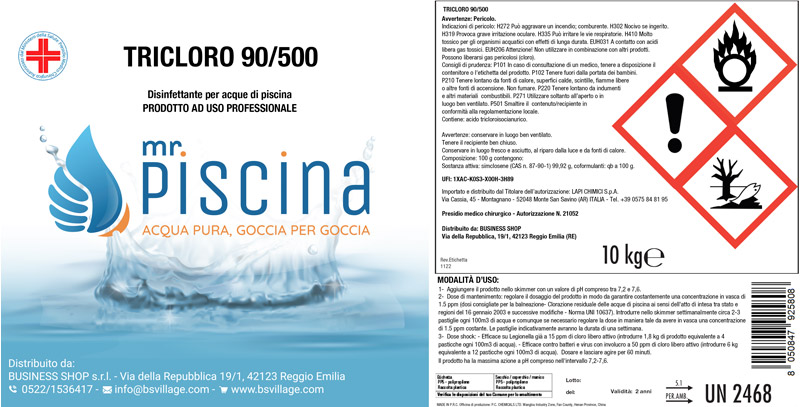 TRICLORO 90% in Pastiglie 500 gr. per trattamento piscina