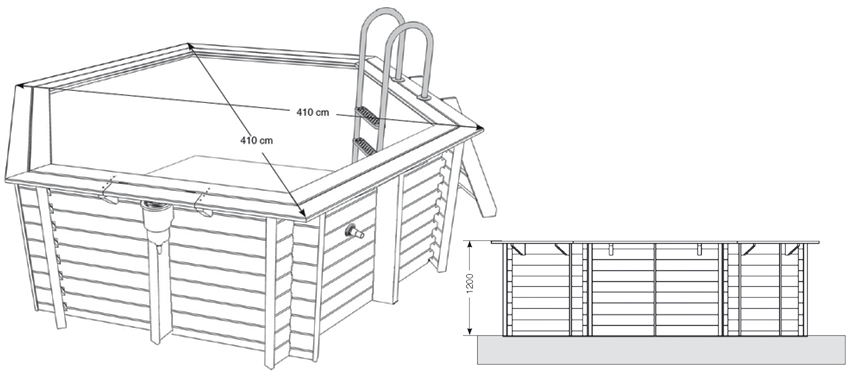 dimensioni Piscina in legno Lake 410