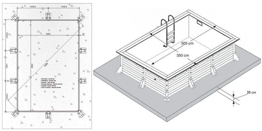 dimensioni Piscina in legno Lake 410