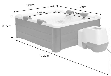 Dimensioni vasca idromassaggio da esterno Oslo Aero Plus Smart