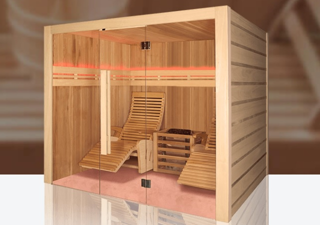 Poltrona in legno Alto Comfort per saune a infrarossi e a vapore