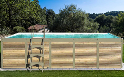 Piscina fuori terra in acciaio e bambu Antea