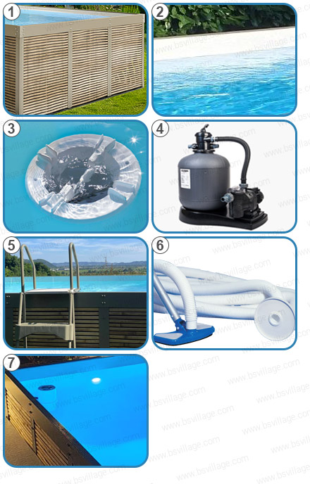 Componenti piscina fuori terra Antea con filtro a sabbia