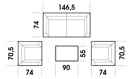 Salotto da giardino ARTEMIDE in alluminio, con cuscini