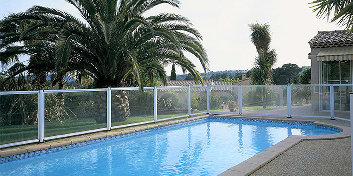 Recinzione di sicurezza per piscina in vetro e alluminio CRYSTAL SHIELD SP01