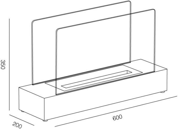 Dimensioni Camino a bioetanolo da tavola MANTOVA 2 kW