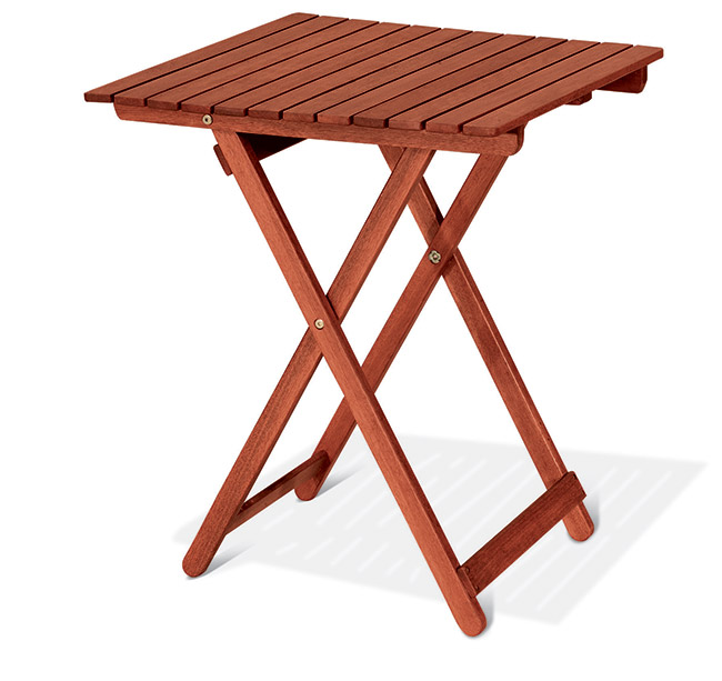 Tavolo da esterno pieghevole in legno di keruing CAPRIFOGLIO, quadrato