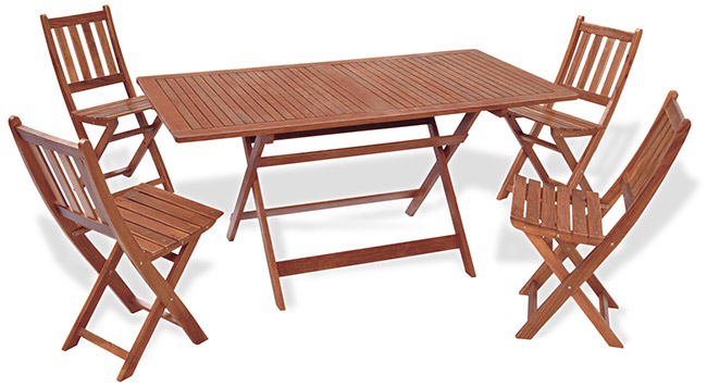 Tavolo pieghevole in legno keruing CAPRIFOGLIO, rettangolare