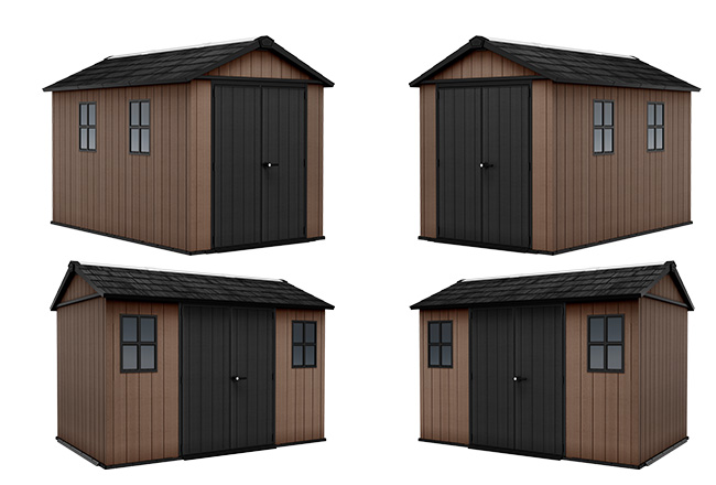4 configurazioni Casetta da giardino in resina Keter Newton+ 1775/7517