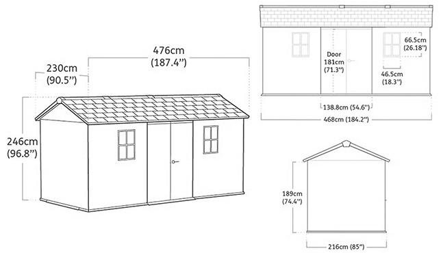 Casetta da giardino in resina Keter Newton+ 1375 dimensioni