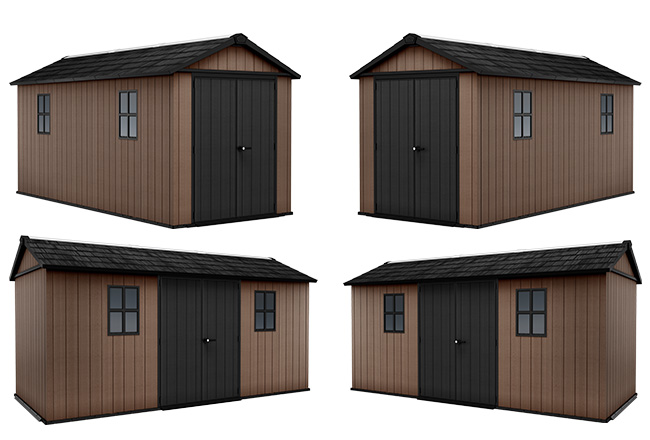 4 configurazioni Casetta da giardino in resina Keter Newton+ 1575/7515