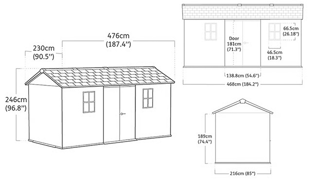 Casetta da giardino in resina Keter Newton+ 1575 dimensioni