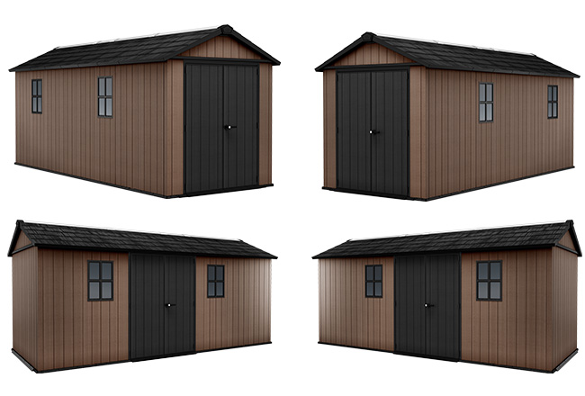 4 configurazioni Casetta da giardino in resina Keter Newton+ 1775/7517