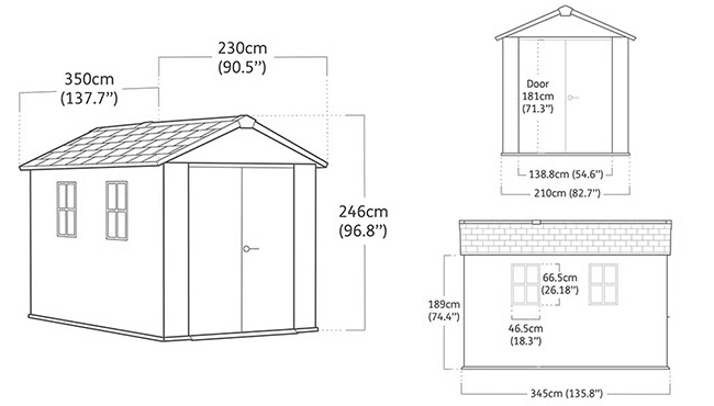 Casetta da giardino in resina Keter Newton+ 7517 dimensioni