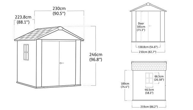 Casetta da giardino in resina Keter Newton+ 757 dimensioni