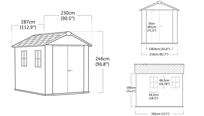 Casetta da giardino in resina Keter Newton+ 759 dimensioni