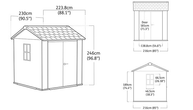 Casetta da giardino in resina Keter Newton+ 775 dimensioni