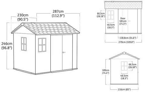 Casetta da giardino in resina Keter Newton+ 975 dimensioni