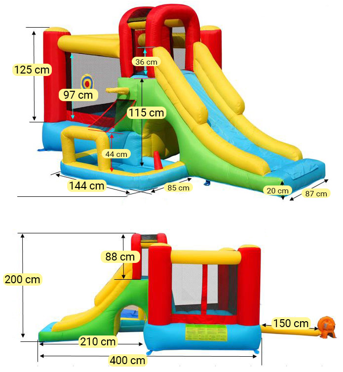 Dimensioni Gioco gonfiabile per bambini da giardino PARCO AVVENTURA