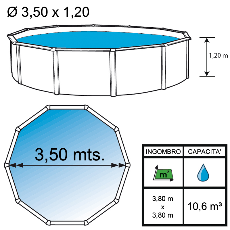 Piscina fuori terra rotonda FANTASY 350 L