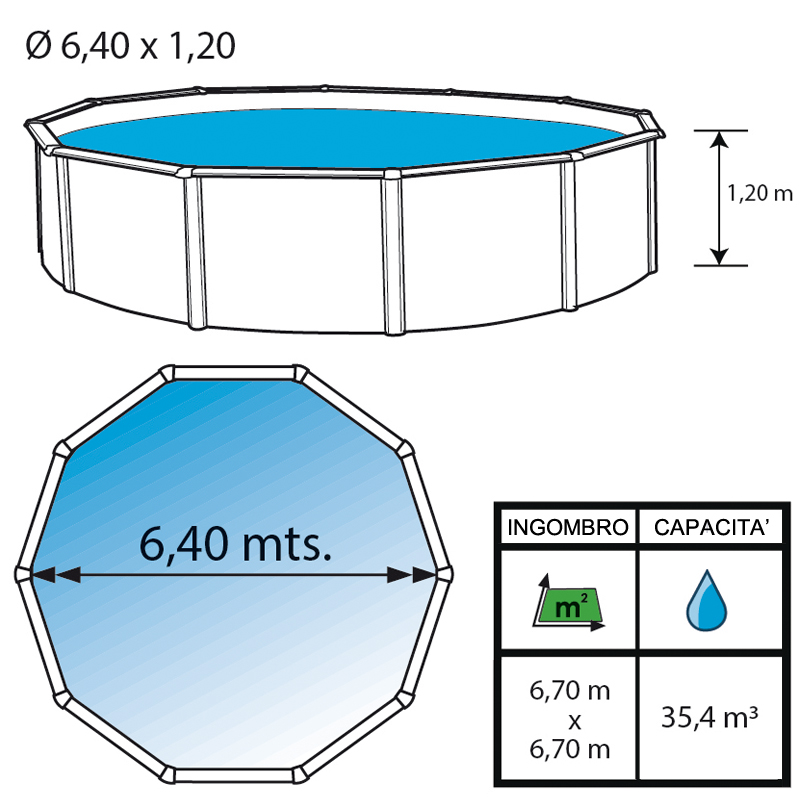 Piscina fuori terra rotonda FANTASY 640 L