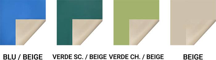 Colori disponibili: Blu/Beige - Verde scuro/Beige - Verde chiaro/Beige - Beige