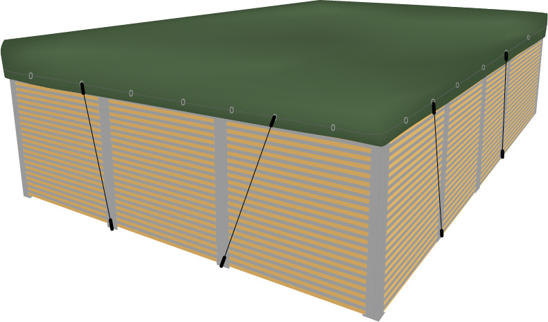 Copertura invernale piscina con tiranti elastici Copertura invernale piscina con tiranti elastici
