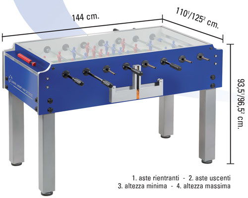 Calciobalilla CLASS Garlando da esterno, con vetro superiore