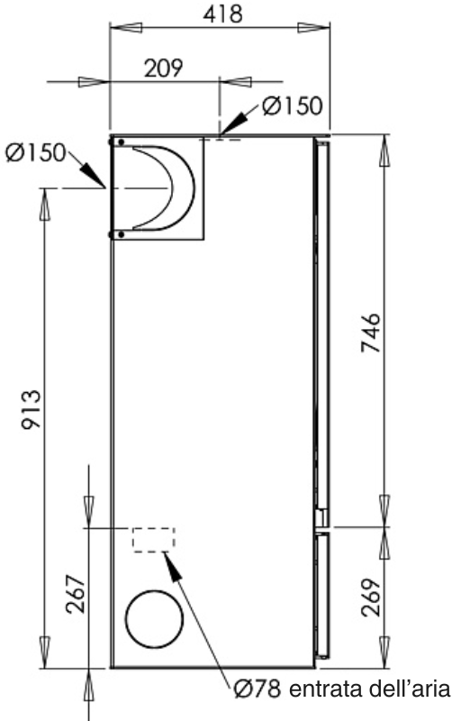 Dimensioni stufa aduro 22 profilo