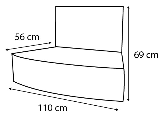 Dimensioni panchina con schienale + cuscini di seduta e schienale