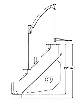 Dimensioni Scala interna amovibile in resina ROYALE Lumi-O per piscina