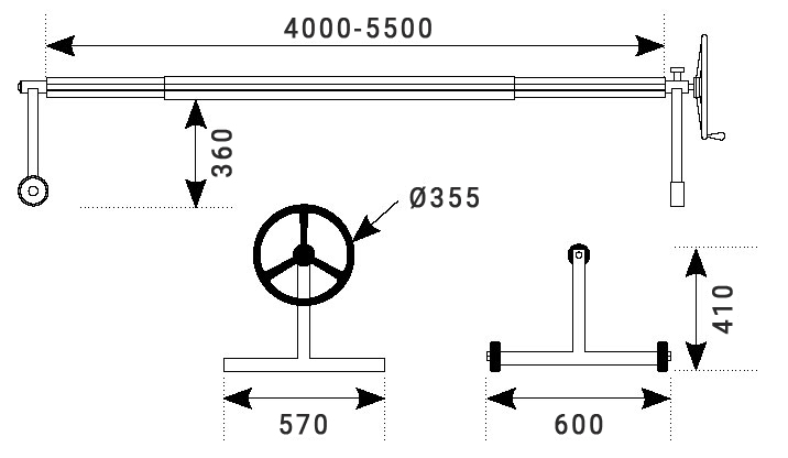 dimensioni Rullo avvolgitore per piscine interrate