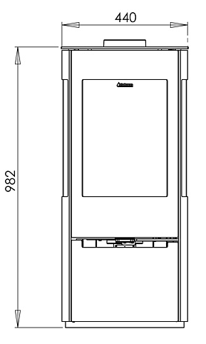 Dimensioni stufa aduro 22 fronte