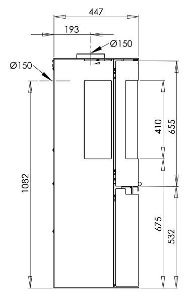 Dimensioni stufa aduro 9 profilo