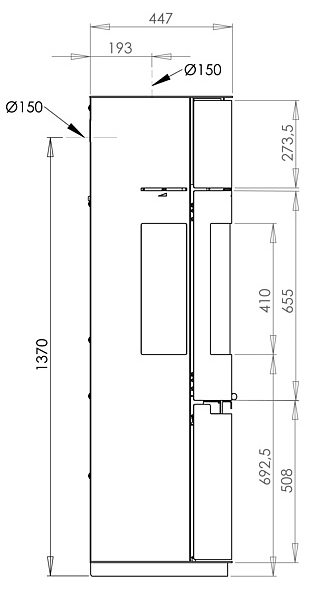 Dimensioni stufa aduro 9.7 profilo