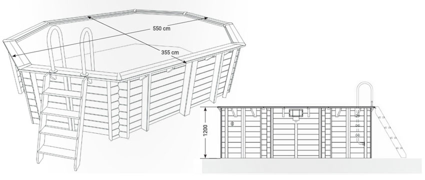 Dimensioni Piscina in legno NorthWood 550