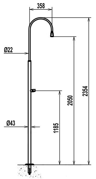 Doccia da esterno ad acqua fredda SIMPLE in acciaio inox 304