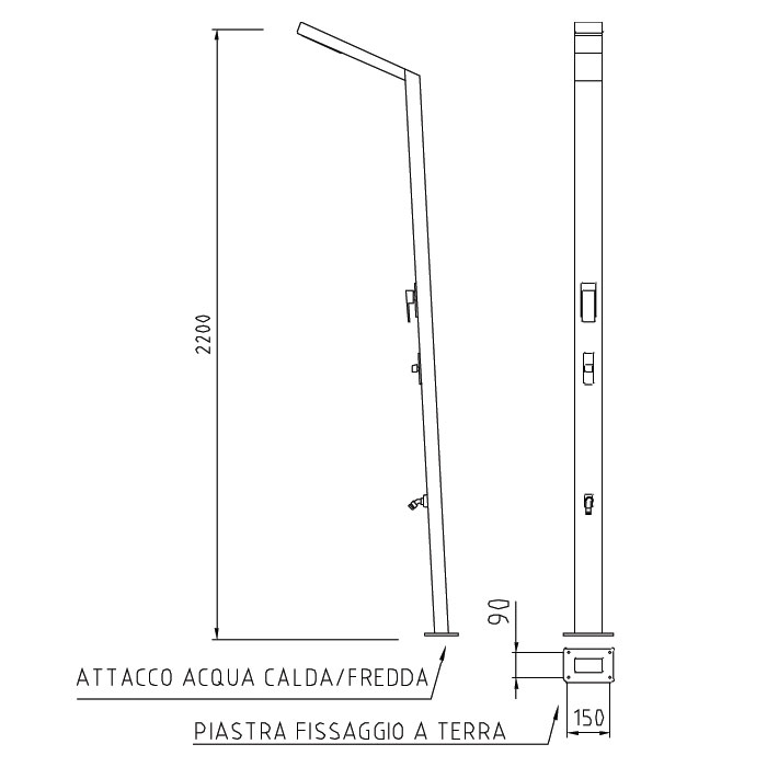 Doccia da giardino SATURNO in acciaio 316L