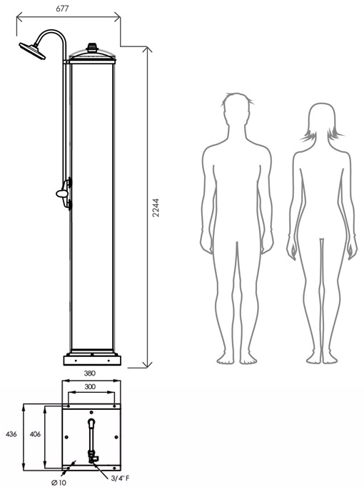 Doccia solare da giardino ADIGE 120 LITRI dimensioni