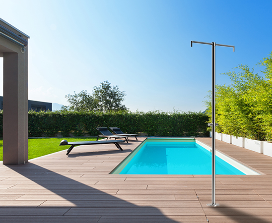 Doccia ad acqua fredda BICEFALO in acciaio Inox 316